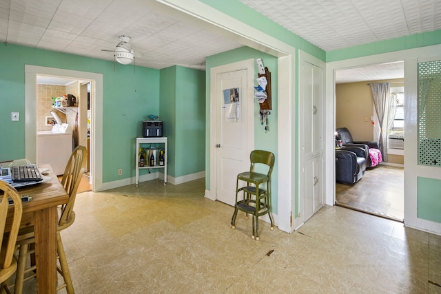 dining space with washer / dryer