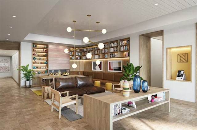 interior space with a notable chandelier