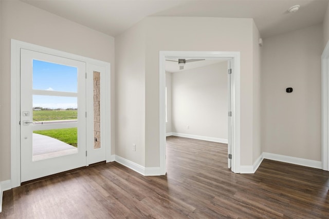 entryway with dark hardwood / wood-style flooring