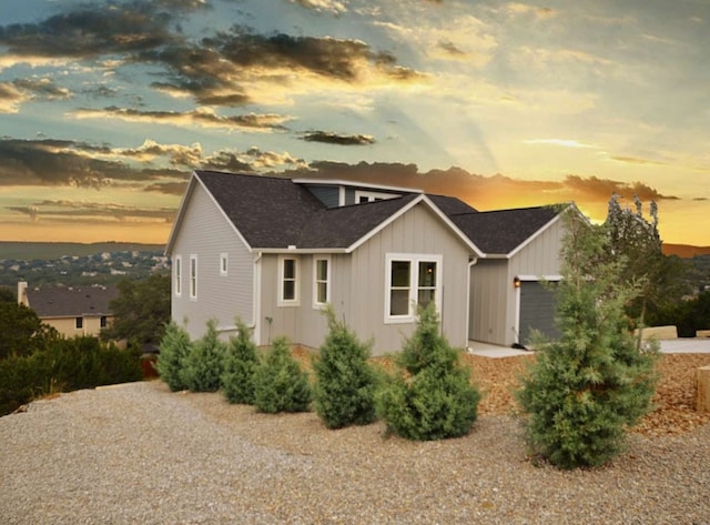 view of front of property with a garage