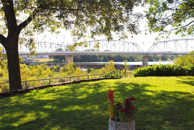 view of yard with a water view