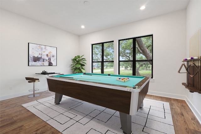 playroom with pool table and light wood-type flooring