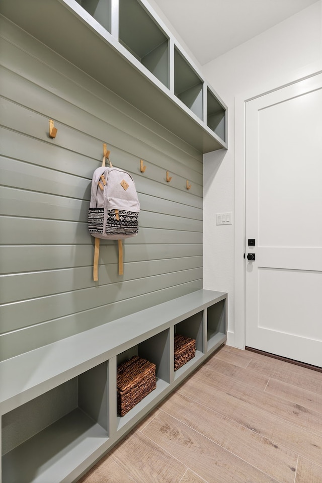 mudroom featuring light hardwood / wood-style floors