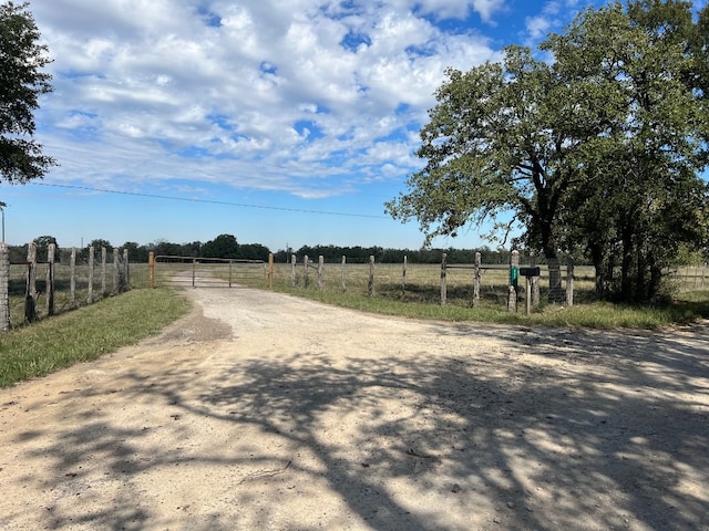 view of road with a rural view