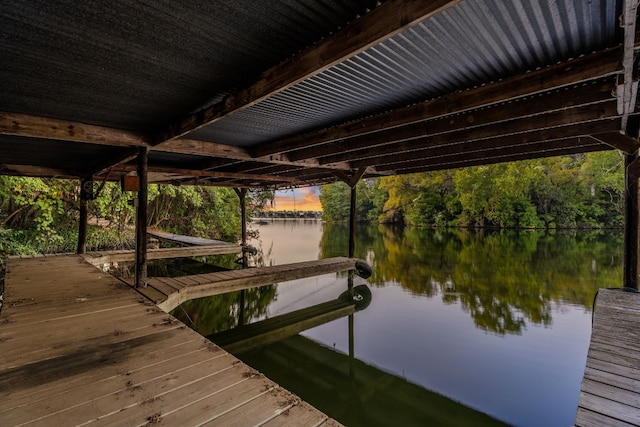 view of dock featuring a water view