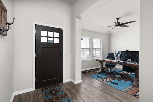 entrance foyer featuring ceiling fan