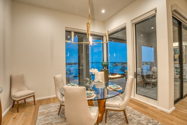 dining area with wood-type flooring