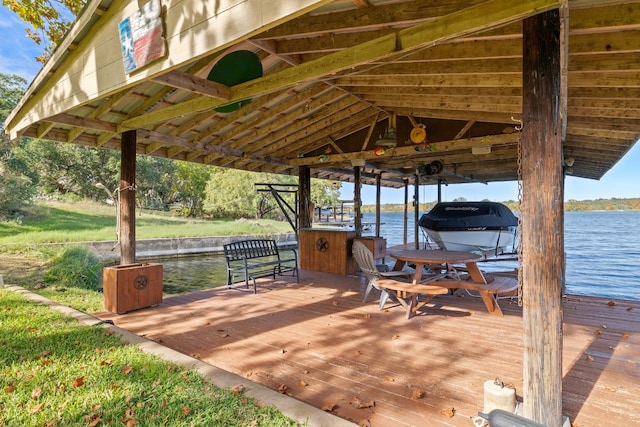 view of dock featuring a water view