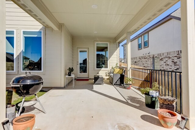 view of patio / terrace featuring a grill