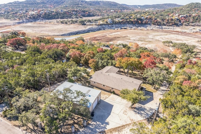 bird's eye view with a mountain view