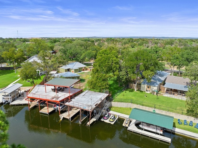 bird's eye view featuring a water view