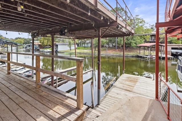 view of dock featuring a water view