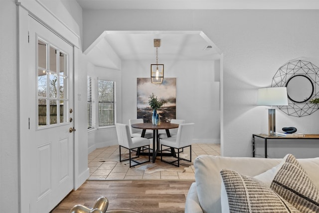 dining room with light hardwood / wood-style floors