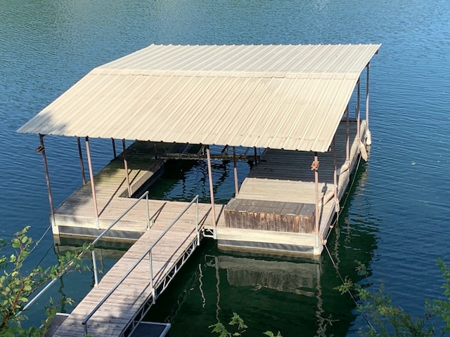 view of dock featuring a water view