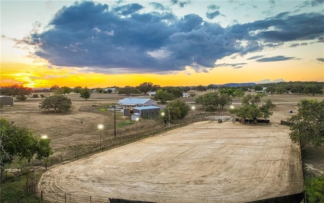 view of aerial view at dusk