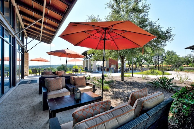 view of patio / terrace featuring an outdoor living space