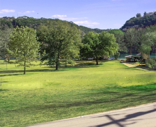 view of home's community with a yard