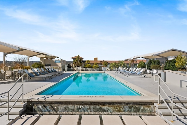 view of pool featuring a patio area