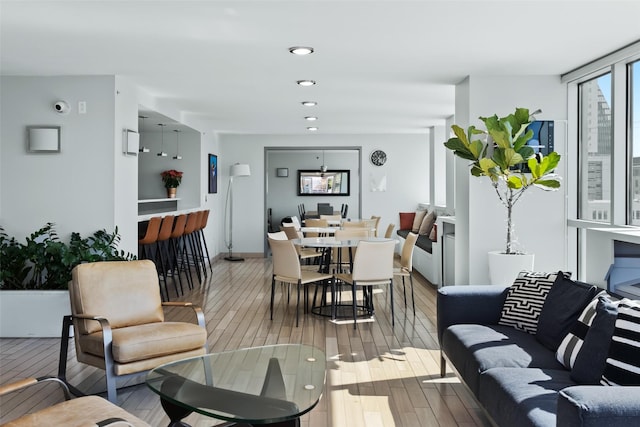 living room featuring light hardwood / wood-style flooring