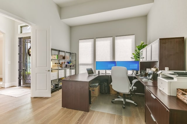 office with light wood finished floors