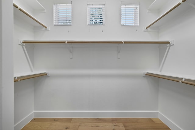 spacious closet featuring light hardwood / wood-style flooring