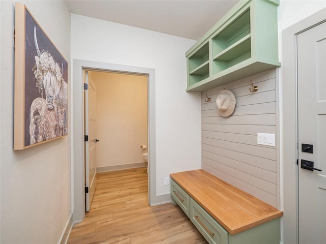 mudroom with light wood-type flooring