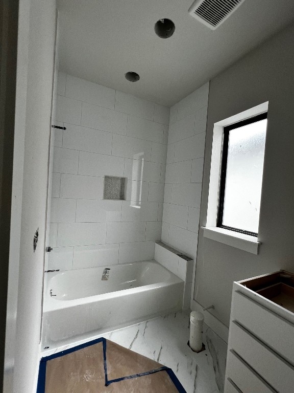 bathroom with vanity and tile floors