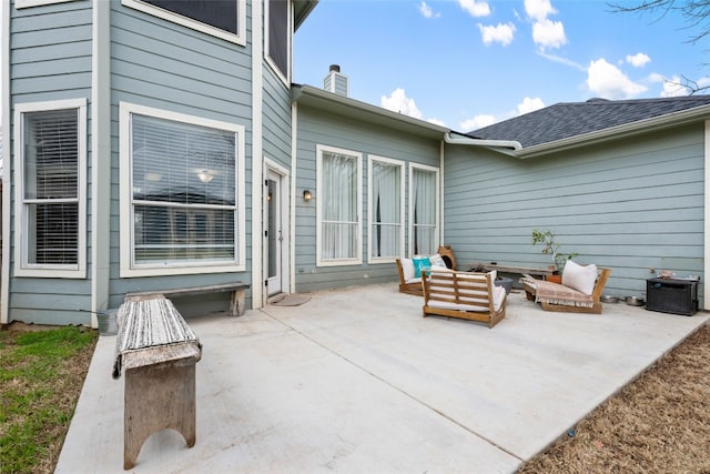 view of patio with outdoor lounge area and central AC