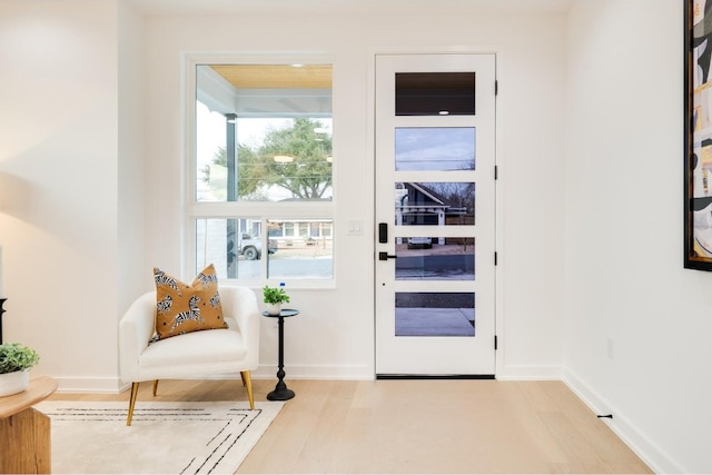 entryway with light hardwood / wood-style flooring