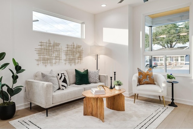 interior space with a healthy amount of sunlight and light wood-type flooring