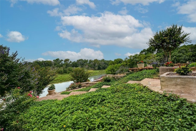 view of yard featuring a water view