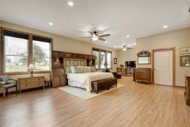 bedroom with light hardwood / wood-style floors