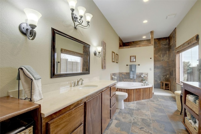 bathroom with vanity and a bathtub