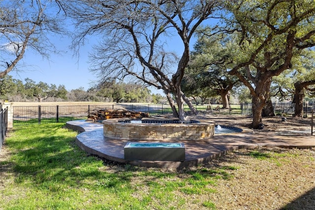 view of yard featuring a fenced backyard and a fenced in pool