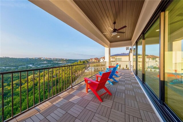 balcony with ceiling fan