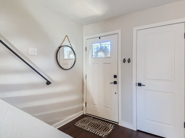 entryway featuring dark wood-type flooring