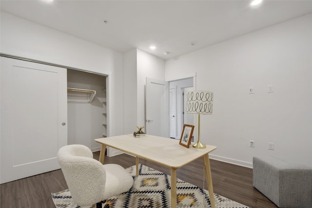 4361 S Congress Ave Unit 408, Austin, TX 78745 - home office with dark wood-style flooring, baseboards, and recessed lighting
