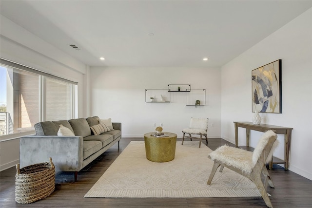 4361 S Congress Ave Unit 408, Austin, TX 78745 - living room with wood finished floors, baseboards, and recessed lighting