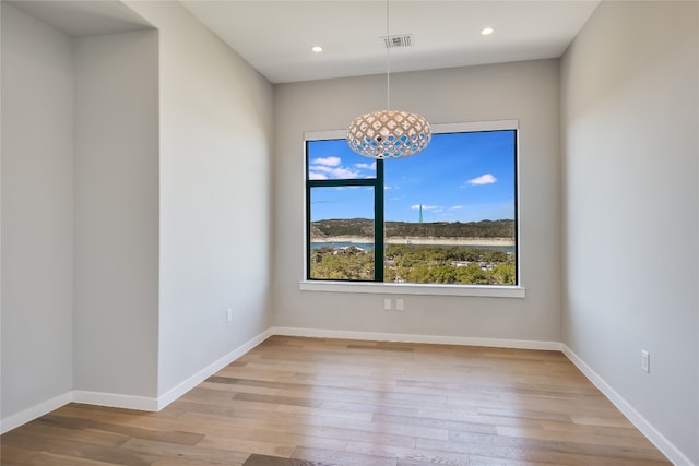 empty room featuring plenty of natural light and light wood-type flooring