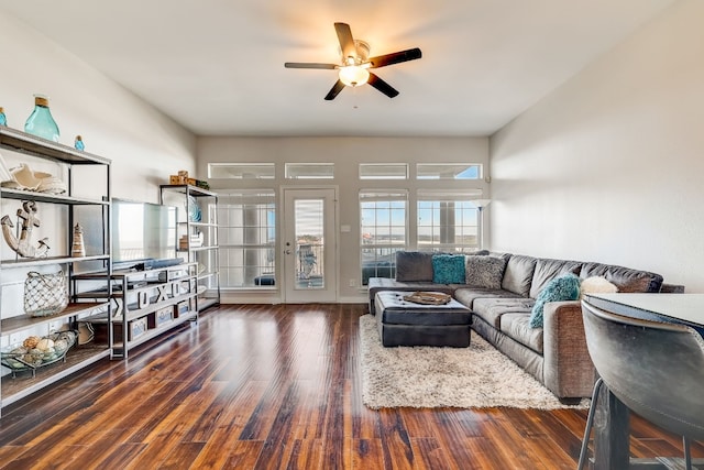 2918 Ranch Road 620 N Unit S-242, Austin, TX 78734 - living room featuring ceiling fan and wood finished floors