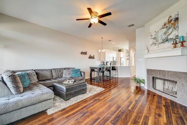 2918 Ranch Road 620 N Unit S-242, Austin, TX 78734 - living room featuring ceiling fan, visible vents, and wood finished floors