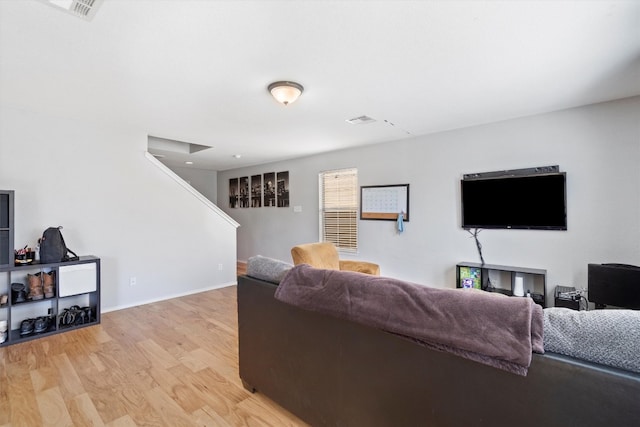 living room featuring light wood-type flooring