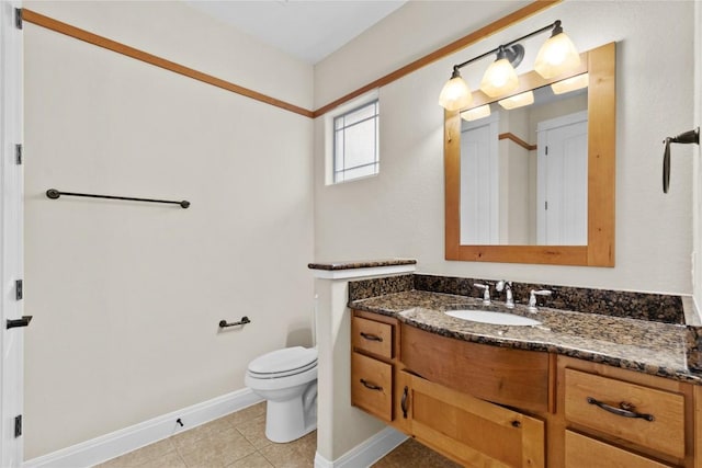 bathroom with tile patterned floors, toilet, and vanity