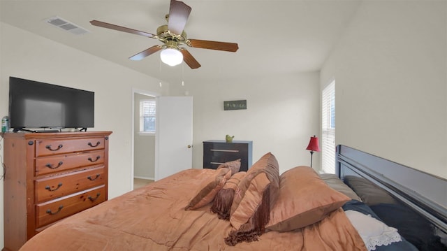 bedroom featuring ceiling fan