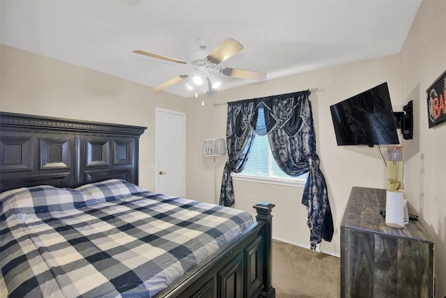 bedroom with carpet and ceiling fan