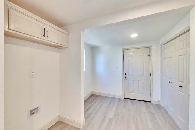 interior space with light hardwood / wood-style flooring