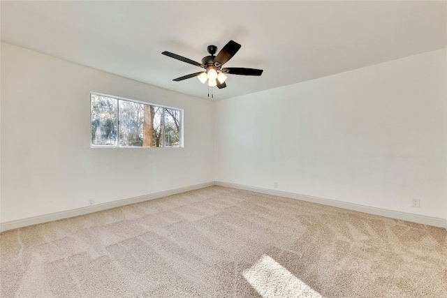 spare room with ceiling fan and carpet flooring