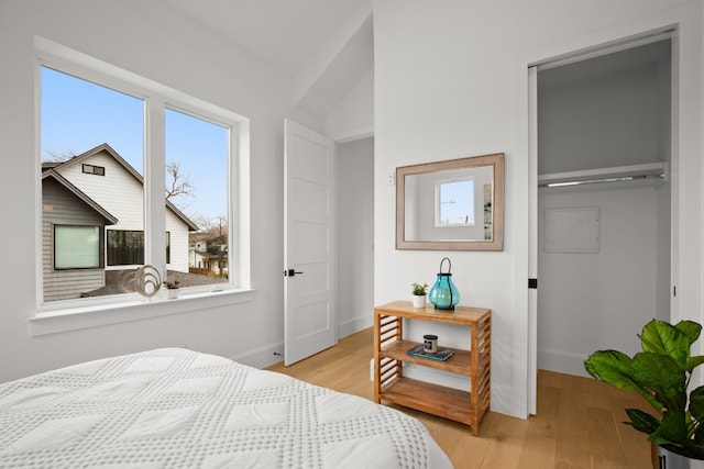 bedroom with light wood-type flooring