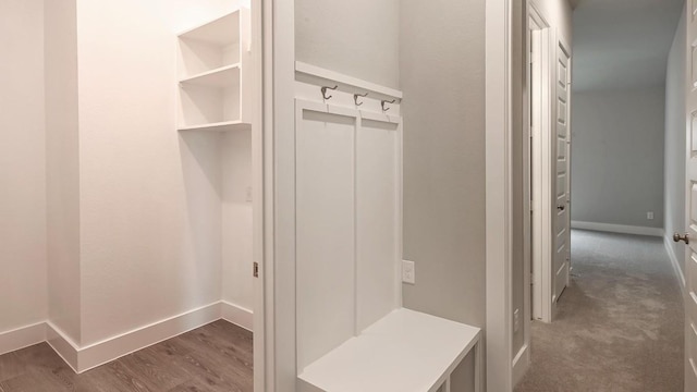 mudroom with dark wood-type flooring