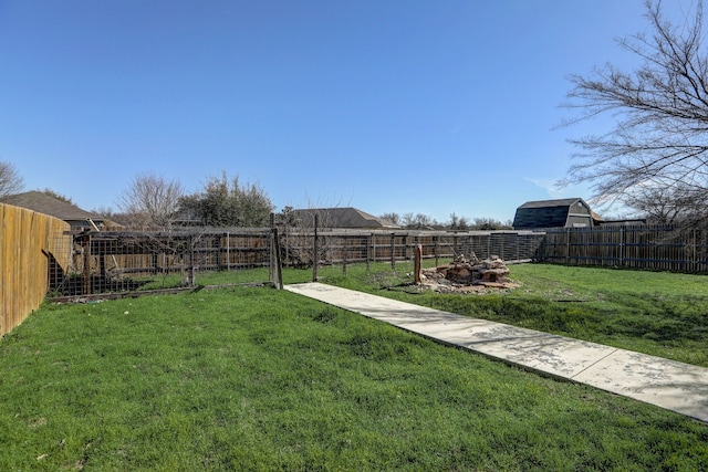 view of yard with a fenced backyard